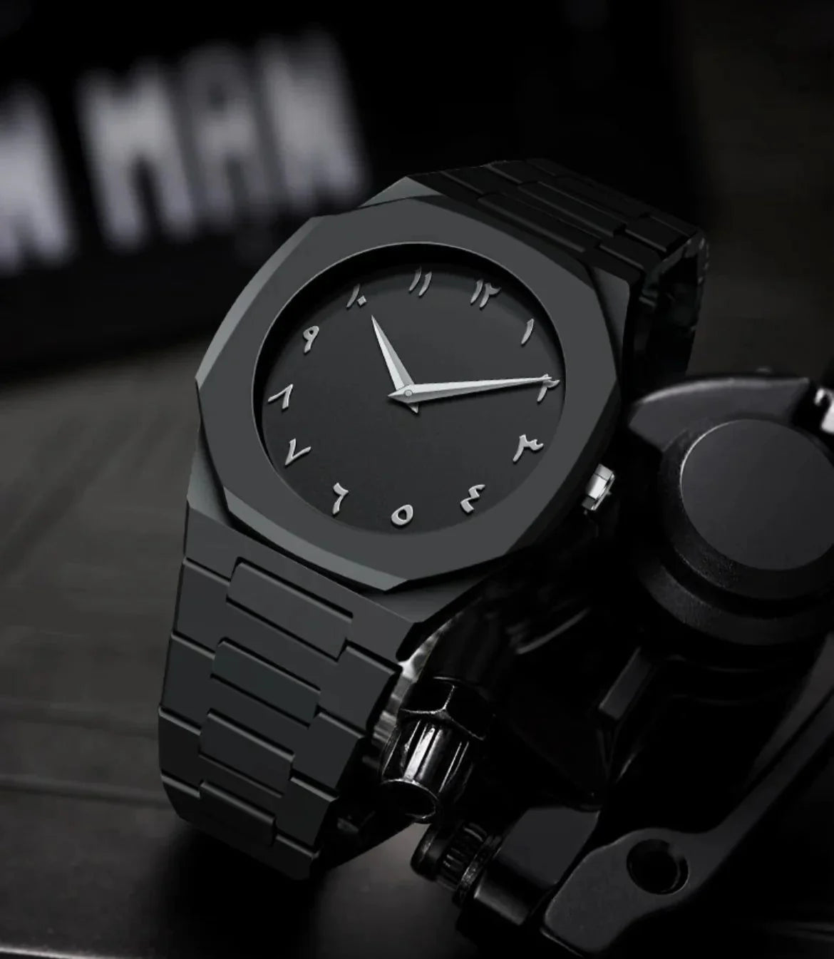 Aura watch 2025 New Arabic Aura Watch Black Modern Creative Design Waterproof Stainless Steel Chain Quartz Movement